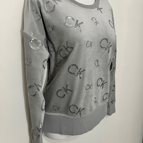 Calvin Klein Light Gray Sweatshirt with Logo Detail - Picture 3 of 4